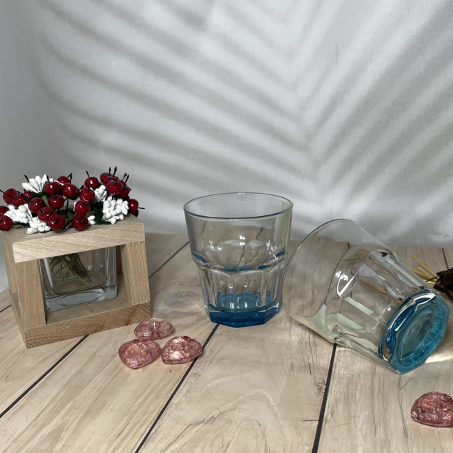 Скляний стакан Pasabahce торканка для віскі із синім дном 270 мл (52705/sl-blue)