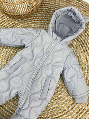 Зимовий дитячий теплий комбінезон з пінетками та рукавичками для новонароджених розміри 86 від півроку до півтора року, фото 3