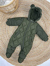 Зимовий дитячий теплий комбінезон з пінетками та рукавичками для новонароджених розмір 86 см, фото 5