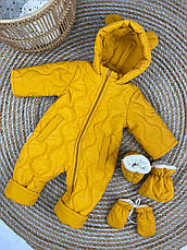 Зимовий дитячий теплий комбінезон з пінетками та рукавичками для новонароджених розмір 86 см, фото 4