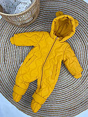 Зимовий дитячий теплий комбінезон з пінетками та рукавичками для новонароджених розмір 86 см, фото 3