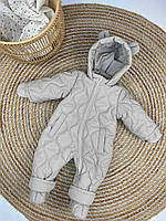 Зимовий дитячий теплий комбінезон з пінетками та рукавичками для новонароджених розміри 74 80 86 від півроку до півтора року