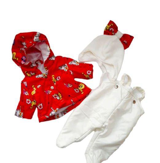 Набір одягу для ляльки Бебі Борн / Baby Born 40 - 43 см куртка напівкомбінезон шапочка червоний 49