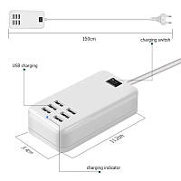 Зарядний пристрій USB хаб на 6 портів (блок живлення)