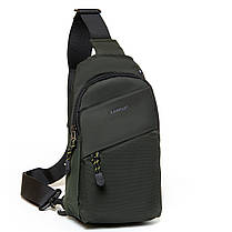 Сумка зелена чоловіча тканинна слінг крос боді crossbody через плече маленька модна нейлон Lanpad 83019, фото 3