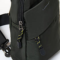 Сумка зелена чоловіча тканинна слінг крос боді crossbody через плече маленька модна нейлон Lanpad 83019, фото 5