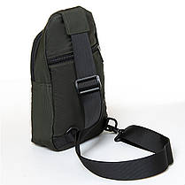 Сумка зелена чоловіча тканинна слінг крос боді crossbody через плече маленька модна нейлон Lanpad 83019, фото 4