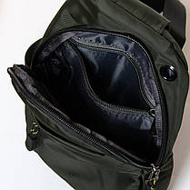 Сумка зелена чоловіча тканинна слінг крос боді crossbody через плече маленька модна нейлон Lanpad 83019, фото 6