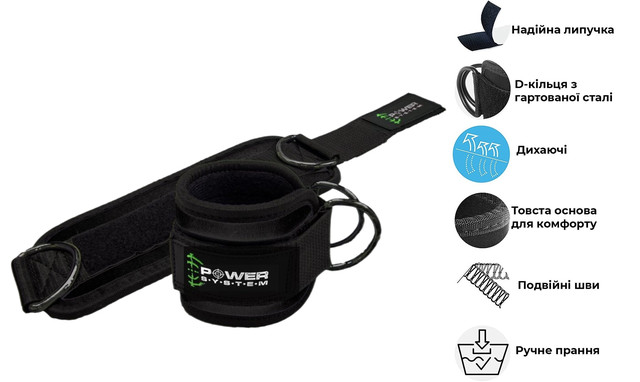 Манжети на щиколотку Power System PS-3460 Ankle Strap Gym Guy Black 3 4897170350 w640 h2048 3305055300 w640 h640 3305 fotor 20230915215040