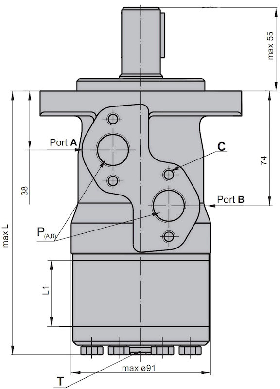 Присоединительные размеры гидромотора MP CD Присоединительные размеры гидромотора MP CD