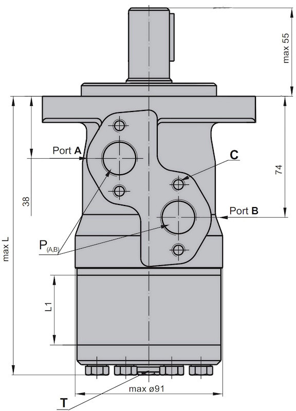 Присоединительные размеры гидромотора MP CD
