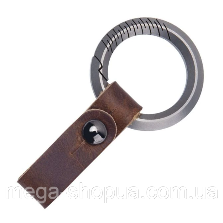 Титанове кільце для ключів + Пряжка зі шкіри Titanium Rings 31 мм/1 штука. Титановий брелок CC43