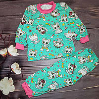 Піжама для дівчинки бавовна футер микроначес 80-86