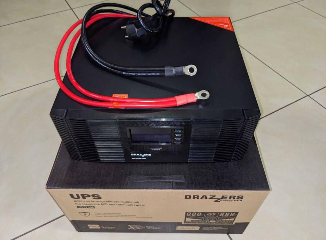 Гібридний інвертор BRAZZERS BRZ-SOLAR-800, 800VA/640W, 12 V (струм заряду 10/20A, inverter100-290V, UPS145-275V)