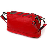 Яркая сумка на три отделения из натуральной кожи 22102 Vintage Красная ld