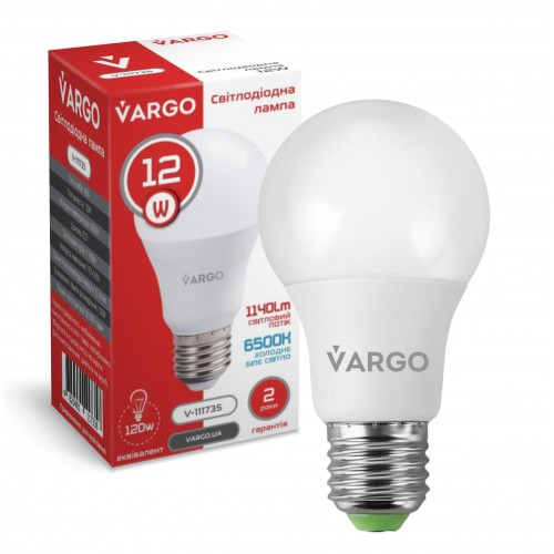 LED лампа VARGO A60 12W E27 1140lm 6500К (V-111735), фото 1