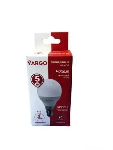LED лампа VARGO G45 5W E14 665lm 4000K (V-110538), фото 1