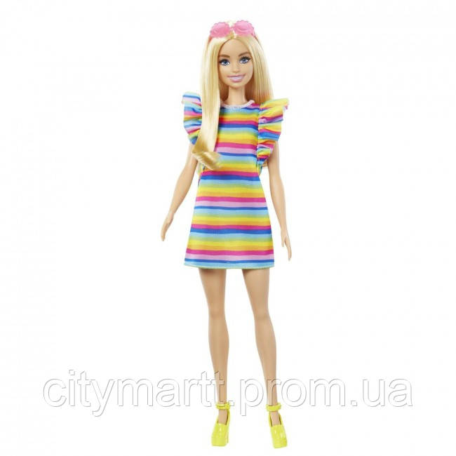 Кукла Barbie Модница с брекетами в полосатом платье HJR96 (194735094325) CM, код: 8019935 - фото 1 - id-p1959238833