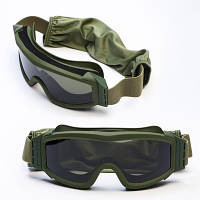 Тактическая маска Attack Олива, Военные очки-маска для защиты, Баллистическая противоударная маска для военных