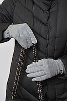 Перчатки женские на меху серого цвета размер 6 165085T Бесплатная доставка