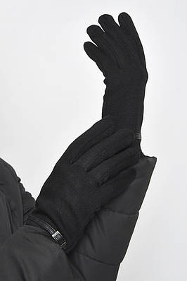 Рукавички жіночі на хутрі чорного кольору р.6 165090T Безкоштовна доставка