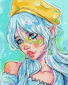 Картина за номерами "Блакитноока модниця", в термопакеті 40*50см KHO2547 G-Rich