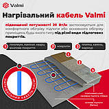 Електрична тепла підлога Valmi 1м²- 1,3м² / 200 Вт (10м) гріючий кабель 20 Вт/м з терморегулятором  TWE02 Wi-fi, фото 5