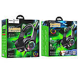 TU  TU Наушники накладные Hoco W107 игровые с ушками и LED подсветкой Jack 3.5 elf cat, фото 7
