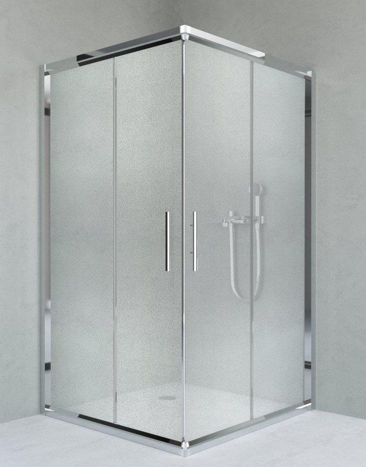 Душова кабіна Aquanil INDIANA 80х80х190, розсувні двері, профіль сріблястий, матове скло, фото 1