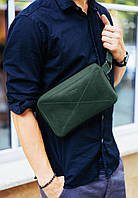Кожаная поясная сумка Dropbag Maxi зеленая BlankNote TO, код: 8132113