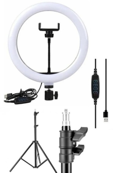 Кільцева LED-лампа Ring Fill Light 36 см. зі штативом 2 м.  та тримачем для телефону. Для селфі,  блогера, косметолога, візажиста, фото 1