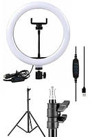 Кільцева LED-лампа Ring Fill Light 36 см. зі штативом 2 м.  та тримачем для телефону. Для селфі,  блогера, косметолога, візажиста