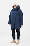 Подовжений жіночий пуховик Finn Flare FWB160135-101 Plus Size синій XL, фото 2