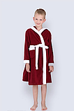 Махровий дитячий халат з капюшоном бордовий, фото 2