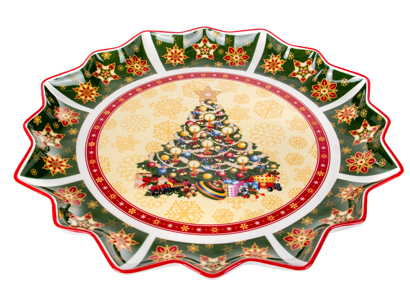 Блюдо новорічне кругле Різдво Lefard 38х4 см 986-094
