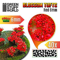 GSW Blossom TUFTS - RED Flowers - 6mm self-adhesive