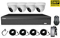 Комплект видеонаблюдения для дома на 4 купольных камеры Longse XVRDA2104D4MD800 8 МП камеры видеонаблюдения