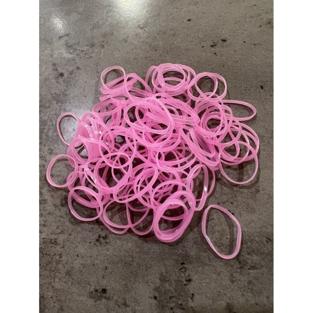 Одноразові гумки для собак для волосся силіконові, широкі 1,4 см 100 шт. прозоро-рожевий