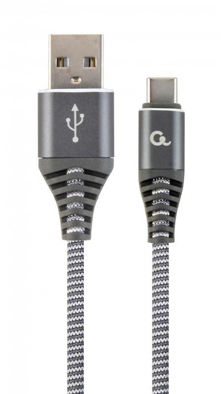 Кабель Cablexpert (CC-USB2B-AMCM-1M-WB2) USB 2.0 A — USB Type-C, преміум, 1 м, сірий