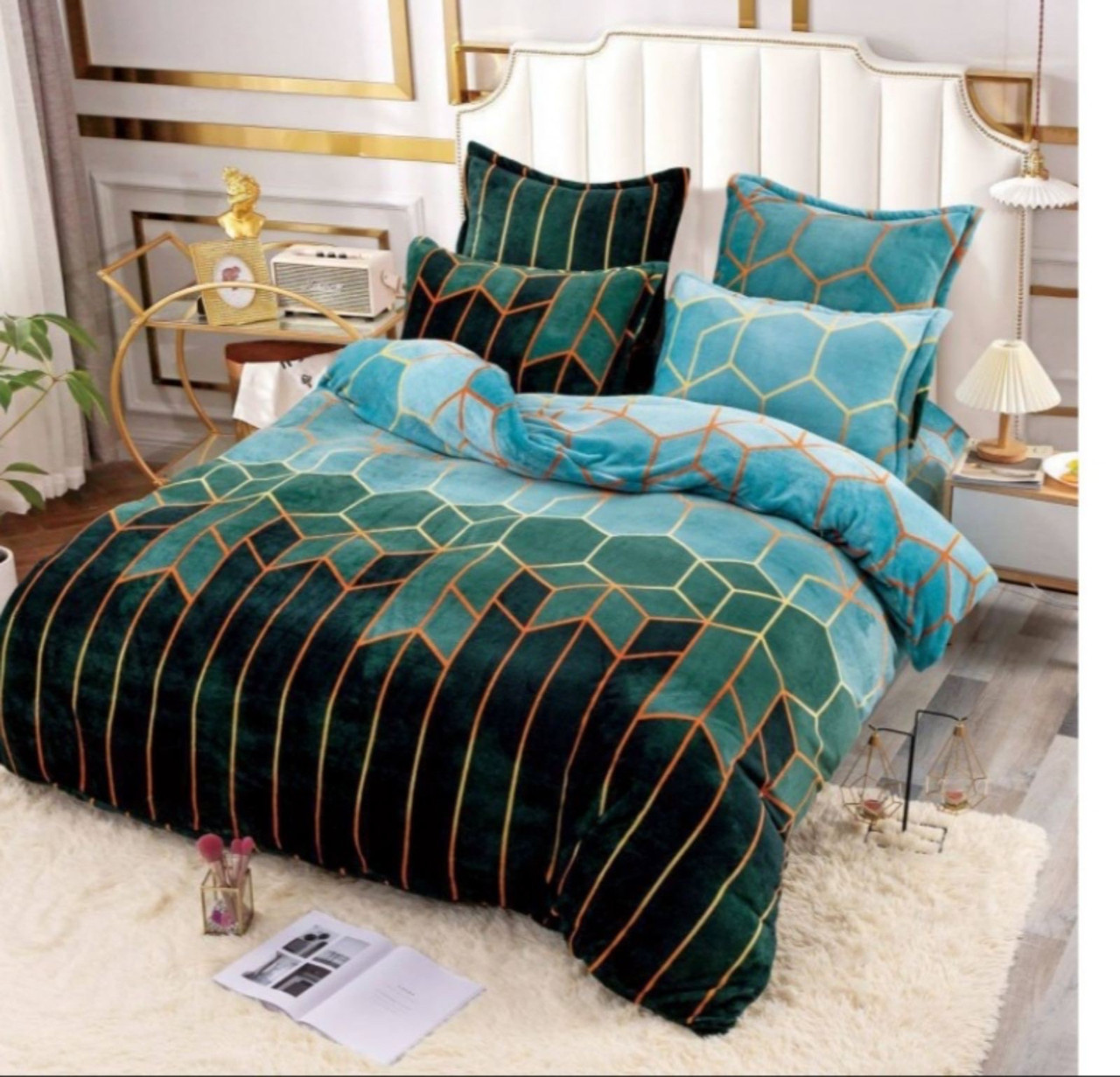 Велюрова постільна білизна тепла з 4 наволочками, фото 1