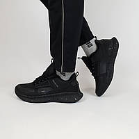Кроссовки мужские термо черные Reebok ZIG Kinetica. Обувь мужская спортивная еврозима черная Рибок Зик Кинетик