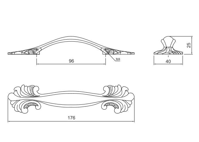 Ручка-скоба класична AMUR-063-96-AE антична бронза 96 мм