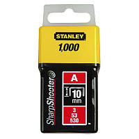 Скобы STANLEY тип А, 10мм, для Степлера ручного Light Duty, 1000шт. 1-TRA206T