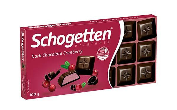 Чорний шоколад із журавлиною Schogetten Dark Chocolate Cranberry 100 грамів Німеччина