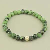 Браслет із натурального каменю Цоізит зелений 18 см