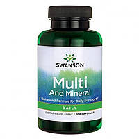 Ежедневные витамины и минералы Swanson Multi and Mineral Daily 100 капсул