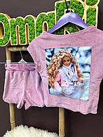 Велюрова піжама на дівчинку футболки шорти 104, 140, 158