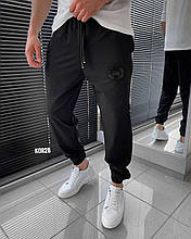 Чоловічі спортивні штани з логотипом (чорні) демісезонні якісні затишні комфортні sKor2B
