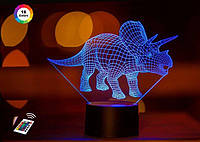 3D светильник ночник "Трицераптор 2" 3DTOYSLAMP