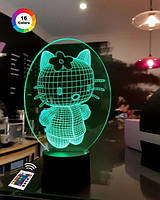 3D світильник нічник з пультом "Kitty 2" 3DTOYSLAMP